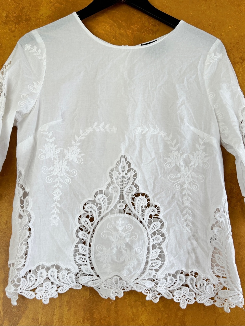 Cynthia Rowley White Embroidered Lace-Trim Blouse - Picture 4 of 7